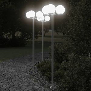 Vloerlamp voor buiten 3 st 215 cm roestvrij staal zilverkleurig