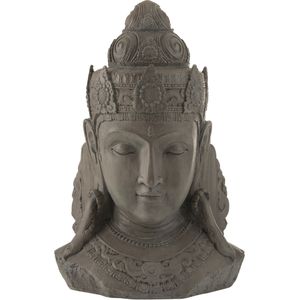 J-Line figuur Hoofd Boeddha - polyresin - grijs - large