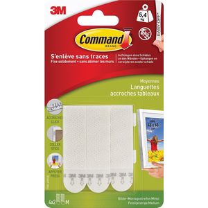 Command fotolijststrip, medium, draagvermogen 5,4 kg, wit, blister van 8 stuks