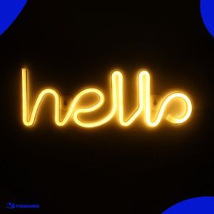 Neon Lamp - Hello Warm Wit - Incl. 3 Batterijen - 12 x 34 cm