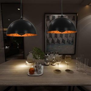 vidaXL Plafondlampen 2 st halfrond E27 40 cm zwart en goudkleurig