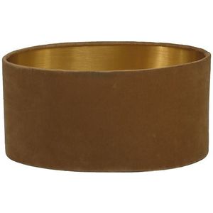 HSM Collection - Lampenkap Rond - ø38*19 - Beige/Goud - Velvet