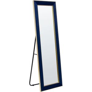 Beliani LAUTREC - Staande spiegel - Blauw - Fluweel