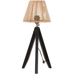 MUST Living Table lamp Montecristo BLACK,48x22x22 cm, NATURAL rattan shade