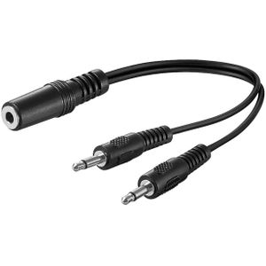 Goobay audio Y-kabeladapter 3,5 mm, 1x stereo-bus naar 2x monostekker - jackplug 3,5 mm-bus (3-polig