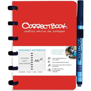 Correctbook A6 Original: uitwisbaar / herbruikbaar notitieboek, gelijnd, Horizon Red (rood)