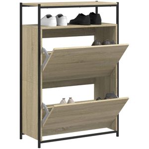 Schoenenkast 75x34x112 cm bewerkt hout sonoma eikenkleurig