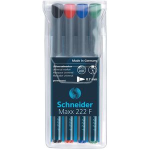 Schneider permanent marker Maxx 222, etui van 4 stuks in geassorteerde kleuren