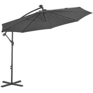 VidaXL Zweefparasol LED-verlichting Stalen Paal 300 cm Antraciet