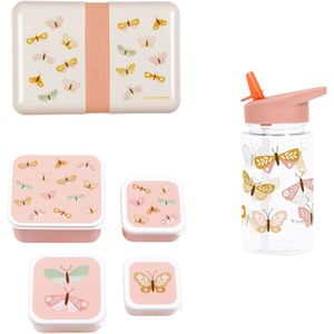 A Little Lovely Company Back to school set - Drinkfles / 4 Snackdozen / Lunchbox - Vlinders