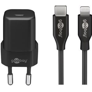 Goobay Lightning/USB-C™ PD oplaadset nano (20 W) - USB-C™ voedingsadapter 20 W inclusief USB-C™ naar