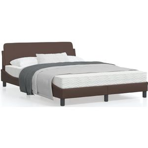 Bedframe met hoofdbord kunstleer bruin 140x200 cm