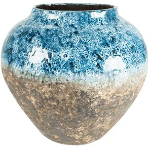 Jar Lindy Sky Blue blauwe pot 45 cm ronde bloempot voor binnen