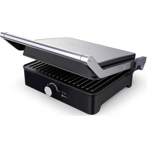 BROCK Electronics Contactgrill HCG 5000 SS (2000W, Anti-aanbaklaag, RVS)