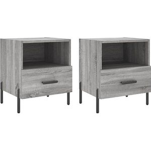 vidaXL - Nachtkastjes - 2 - st - 40x35x47,5 - cm - bewerkt - hout - grijs - sonoma - eiken