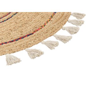 OBAKOY - Laagpolig vloerkleed - Beige - ø 140 cm - Jute