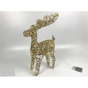 Metalen Rendier met 20 LEDs - Kerstverlichting - 50cm hoog - Goud