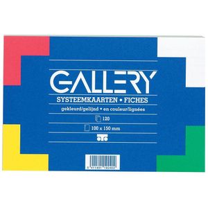 Gallery gekleurde systeemkaarten, ft 10 x 15 cm, gelijnd, pak van 120 stuks