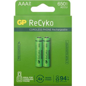 GP ReCyko AAA batterijen 650 mAh (2)