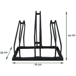 BRASQ Fietsenrek voor 3 Fietsen - Fietsenstandaard - Fietsrek - Fietsbeugel voor Vloer Inclusief