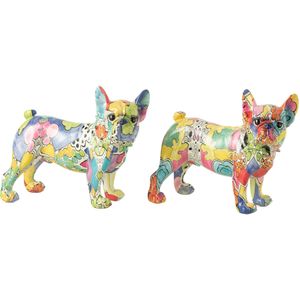J-Line decoratie Bulldog Ogen Staand Pop-Art - polyresin - mix