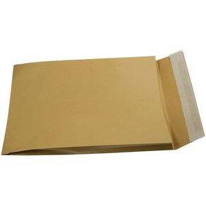 Gallery enveloppen met balg ft 229 x 324 x 35 mm, stripsluiting, bruine kraft, doos van 250 stuks