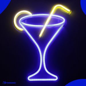 Neon Lamp - Cocktail - Incl. Ophanghaakjes - Neon Sign - 42 x 29 cm