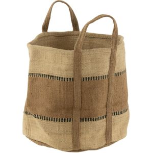 J-Line mand Rond Handvaten - jute - naturel/beige