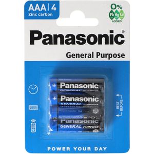 Panasonic General Purpose Micro R03BE 4BP 4 stuks AAA R03 in een blister