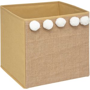 Atmosphera Kids Opbergdoos / opberger Vierkant - Jute pompom - 29 x 29 cm