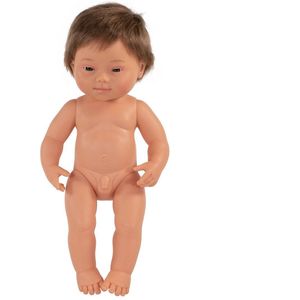 Miniland Babypop Europese Jongen Down 38cm - Anatomisch correcte pop met syndroom van down, beweegbare armen en benen, en vanillegeur
