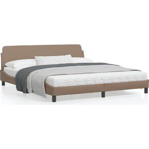 Bedframe met hoofdbord kunstleer cappuccinokleurig 180x200 cm