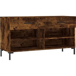 vidaXL - Schoenenbank - 102x35x55 - cm - bewerkt - hout - gerookt - eikenkleurig