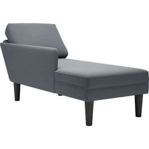 Chaise longue met kussen&rechterarmleuning fluweel donkergrijs