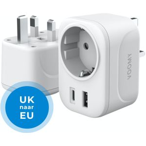 Voomy Engeland/VK reisstekker - Wereld Type G-stekker - USB-C & USB-A