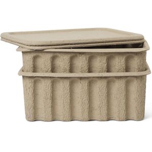 Ferm Living - Paper Pulp - Opbergdoos - Large - set van 2 - bruin