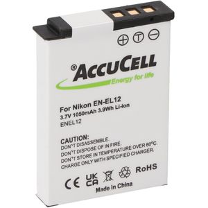 Batterij geschikt voor Nikon EN-EL12 batterij, CoolPix S610, S610C, S710, 44,5 x 31,9 x 7,9 mm