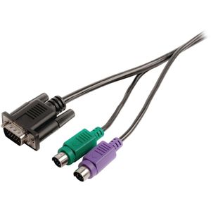 VGA Kabel VGA Male+ 2x PS2 Male - VGA Male+ 2x PS/2 Male 2.00 m Zwart Valueline