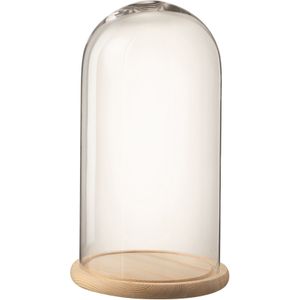 J-Line Stolp Rond Hout/Glas Transparant/Naturel Small