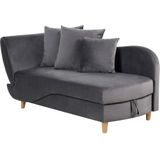 Beliani MERI II - Chaise longue opberg - Donkergrijs - Linkerzijde - Fluweel