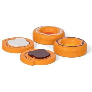 Mamamemo Deens gebak junior 6 cm hout oranje/bruin 4-delig