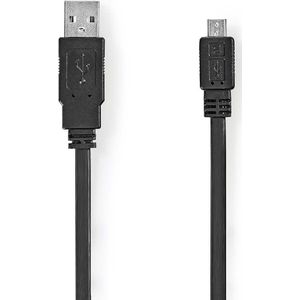 Platte USB 2.0-Kabel | A Male - Micro-B Male | 1,0 m | Zwart Nedis