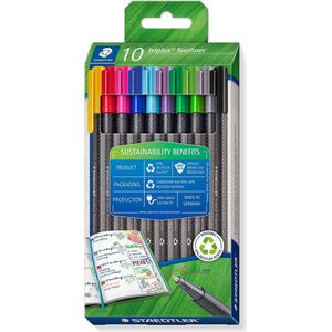 Staedtler Triplus fineliner eco, doosje van 10 stuks, assorti