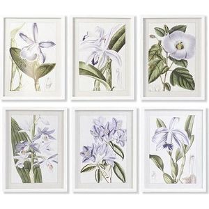 Schilderij DKD Home Decor 40 x 2 x 54 cm Blommor Shabby Chic (6 Onderdelen)