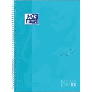 Oxford School Touch Europeanbook spiraalblok, ft A4+, 160 bladzijden, geruit 5 mm, pastel blauw
