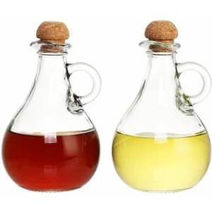 Glazen Olie En Azijn Flesjes Met Kurk 2 Stuks (9 x 9 x 14,5 cm) (230 ml)