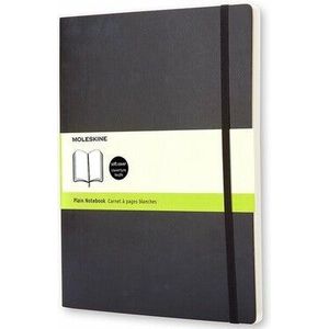 Moleskine Notebook XL Plain Soft CoverZwart - Zwart / 19 x 25 cm / Papier, 70 gsm, zuurvrij, ivoorkleurig
