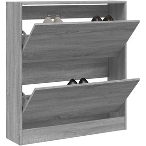 Schoenenkast 80x21x87,5 cm bewerkt hout grijs sonoma eikenkleur