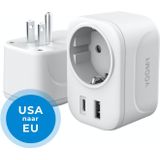Voomy Reisstekker Amerika/USA - Wereldstekker Type A - USB-C & USB-A