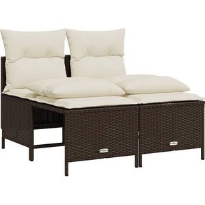 vidaXL - 4-delige - Loungeset - met - kussens - poly - rattan - bruin